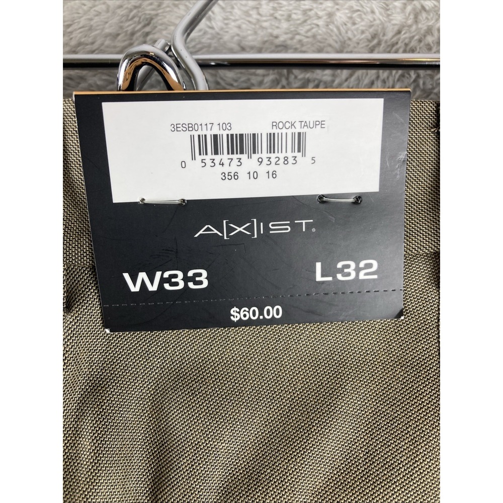 AXIST No Iron Dress Pants Mens 33x32 Brown Pleated Straight Leg Wrinkle‎ Resist - Picture 8 of 14